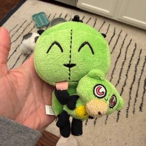 NWT Hot Topic Green Invader Zim Plush clip for back pack